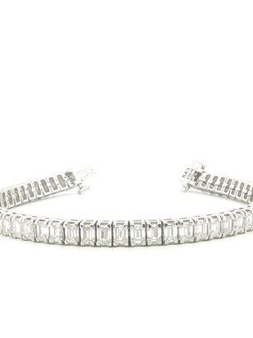 13Ct Emerald Cut Lab Grown Diamond Tennis Bracelet in 14K Gold